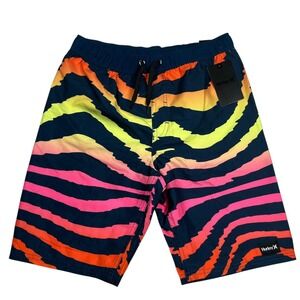 Hurley Boys Swim Trunks Size L Colorful‎ Zebra Stripe Beach Pool Summer $38
